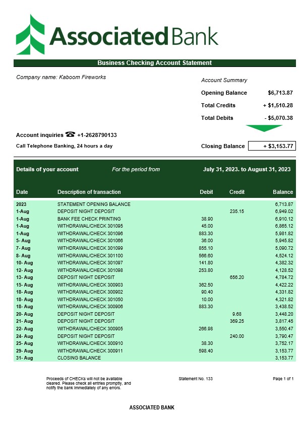  East West Bank firm account statement 